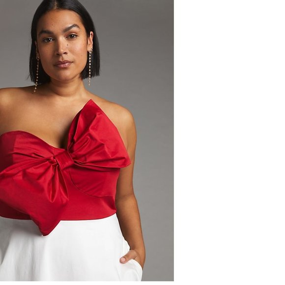 ANTHROPOLOGIE Bow-Tie Maxi Dress size 2 new with tag red white nwt - Picture 4 of 11